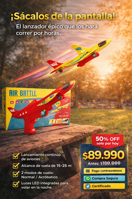 Juego de Lanzador de Aviones Air Battle con 3 Planeadores de Espuma LED