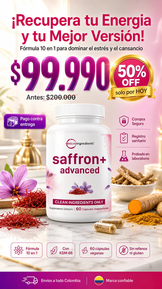 Micro Ingredients Saffron+ Advanced Daily Bliss & Energy, 60 Cápsulas