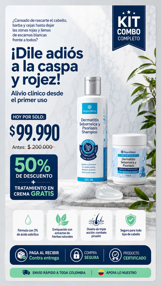 RoyceDerm Seborrheic Dermatitis & Psoriasis Shampoo + RoyceDerm Advanced Seborrheic Dermatitis & Psoriasis Treatment Cream