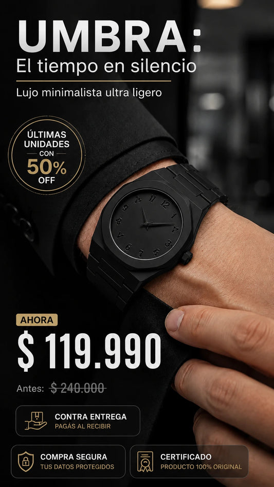 Reloj D1 Milano Polycarbon Matte Black con Esfera de Números Arábigos