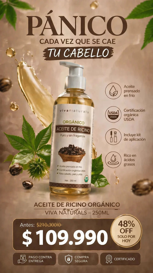 Aceite de Ricino Orgánico Viva Naturals - 250ml
