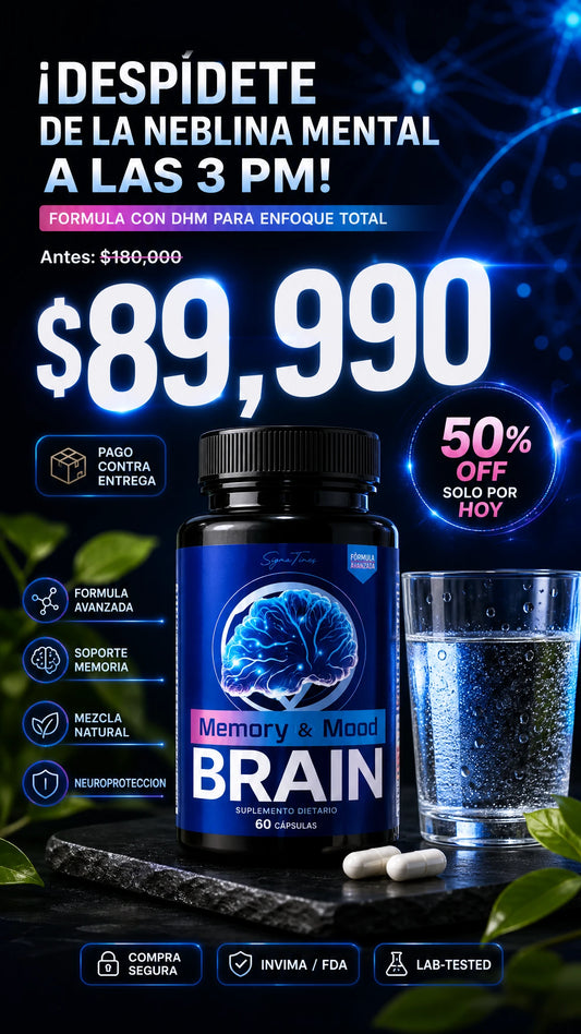 Memory & Mood Brain Supplement - Fórmula Avanzada con DHM