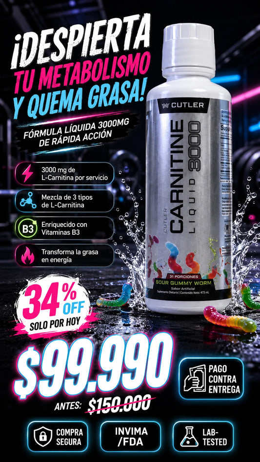 Cutler Nutrition Carnitine Liquid 3000 Sour Gummy Worm