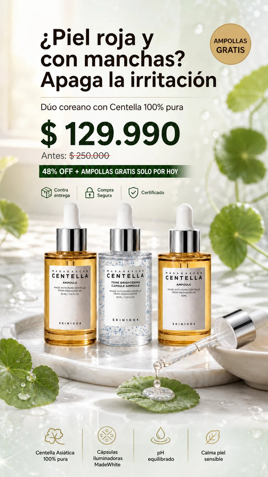 Dúo de Ampollas SKIN1004 Madagascar Centella: Tone Brightening Capsule Ampoule + Madagascar Centella Ampoule