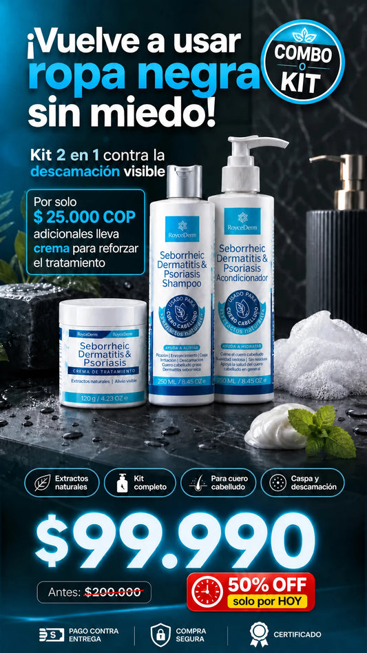 Kit de Tratamiento RoyceDerm para Dermatitis Seborreica y Psoriasis