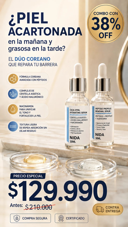 Dúo de Serums NIDA: Peptide Propolis Renewal & Cica-Hyal Hydrating