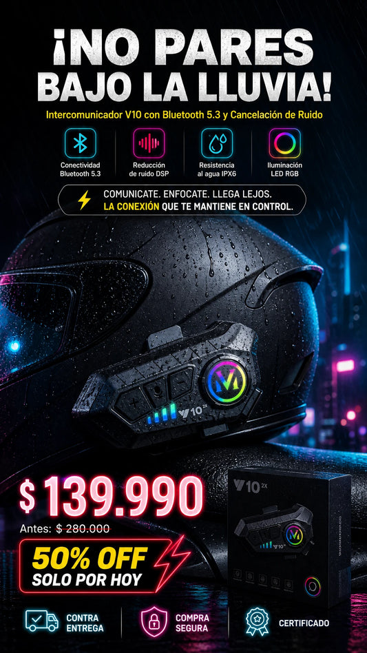 Intercomunicador Bluetooth V10 para Casco de Moto