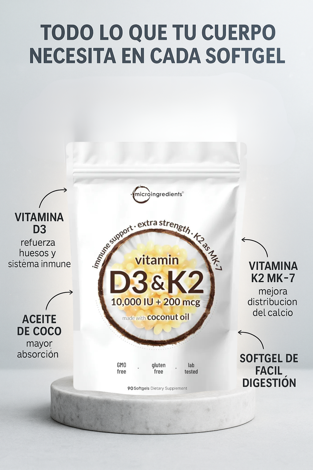 VitalForce Duo - Vitamina D3+K2 Soporte Óseo e Inmunológico