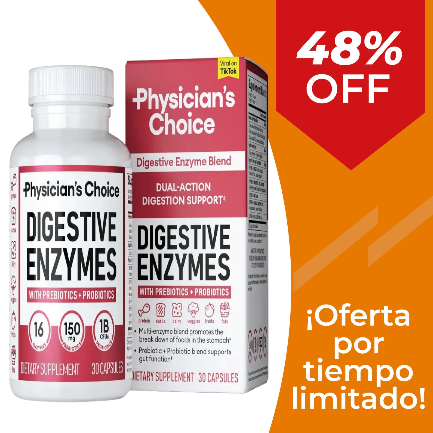 DigestiPLUS🌿Enzimas Digestivas con Prebióticos para una digestión más ligera y cómoda
