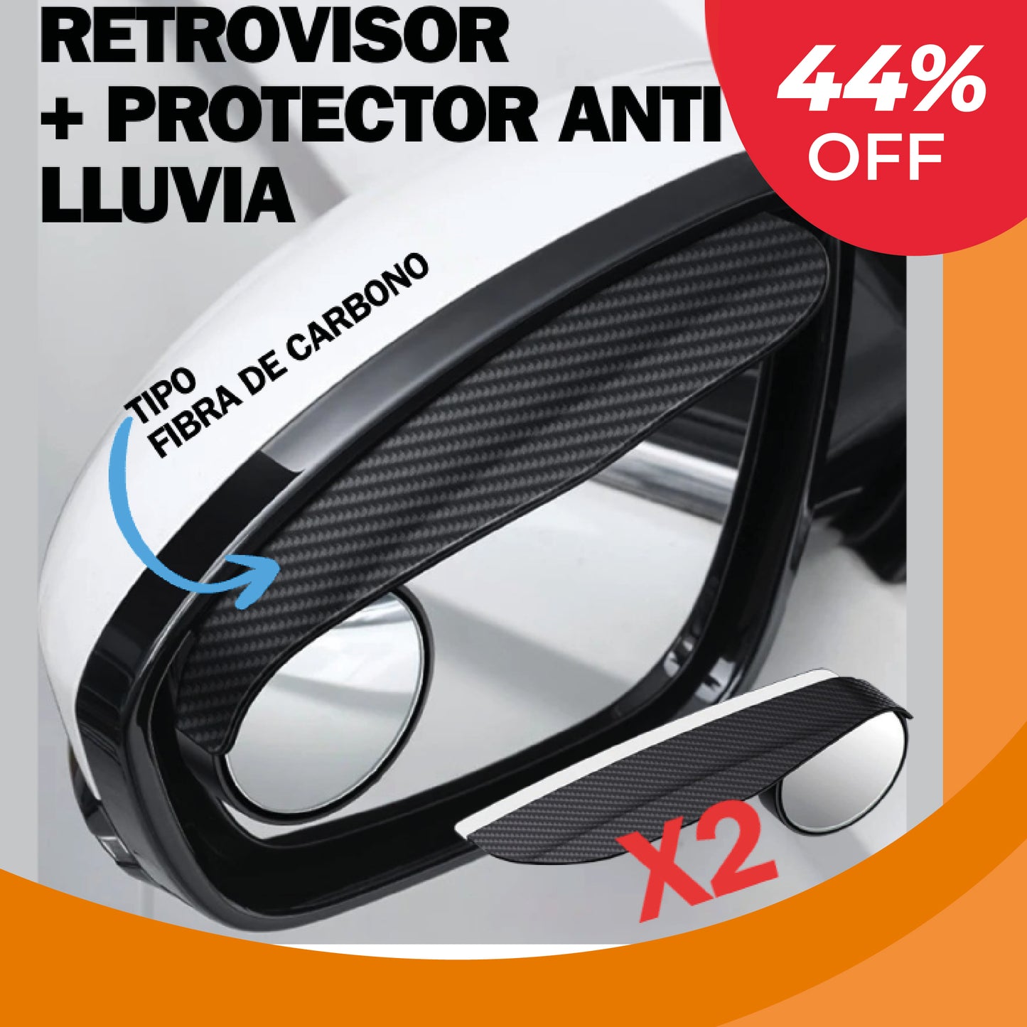 ClearView™ 2-en-1🚗Protección de Lluvia + Espejo de Punto Ciego