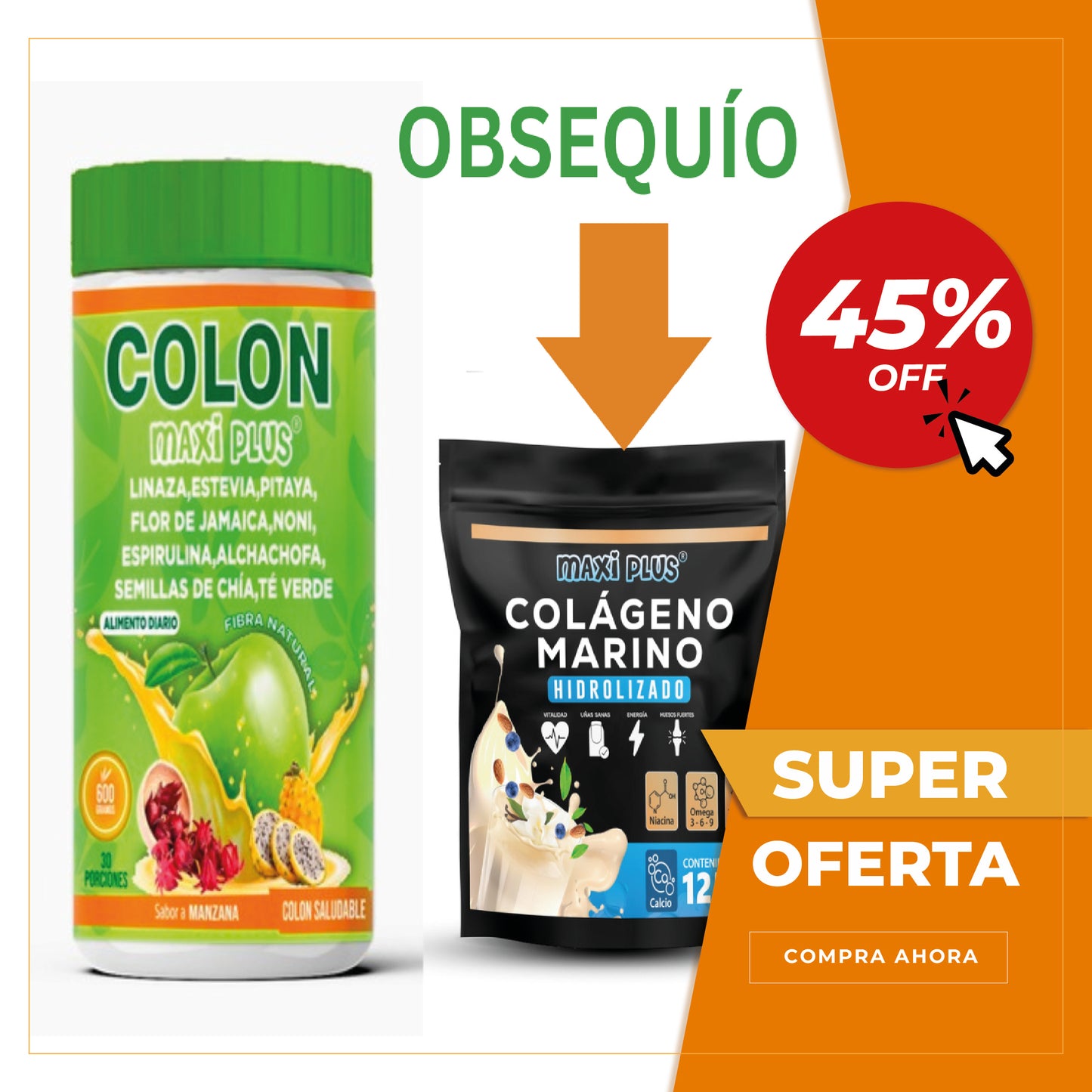 Vital Colon MaxiPlus✨Fibra Avanzada y Bienestar Digestivo + Colágeno Marino de REGALO