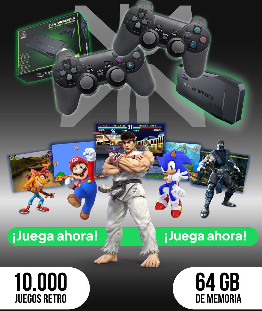 Retro PlayStick™🎮+10,000 Juegos Retro para TODAS las edades