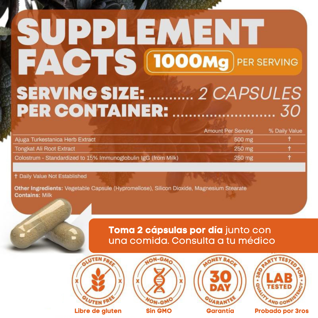 Turkesterone + Tongkat Ali🔥Testosterona natural para activar todo tu potencial físico.