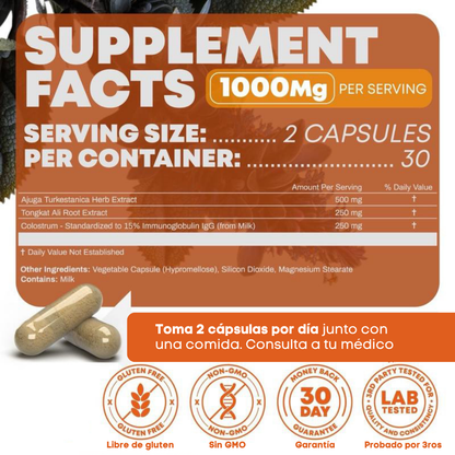 Turkesterone + Tongkat Ali🔥Testosterona natural para activar todo tu potencial físico.